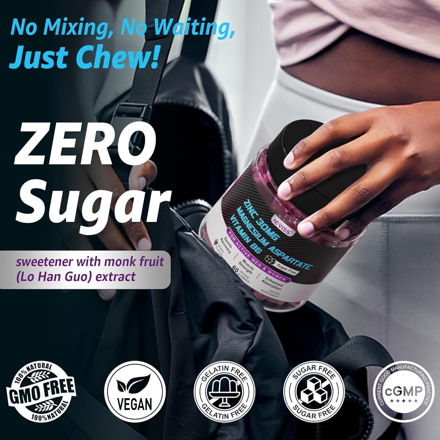 Iron Gummies with Zinc and Magnesium Supplement for Overall Health and Wellness