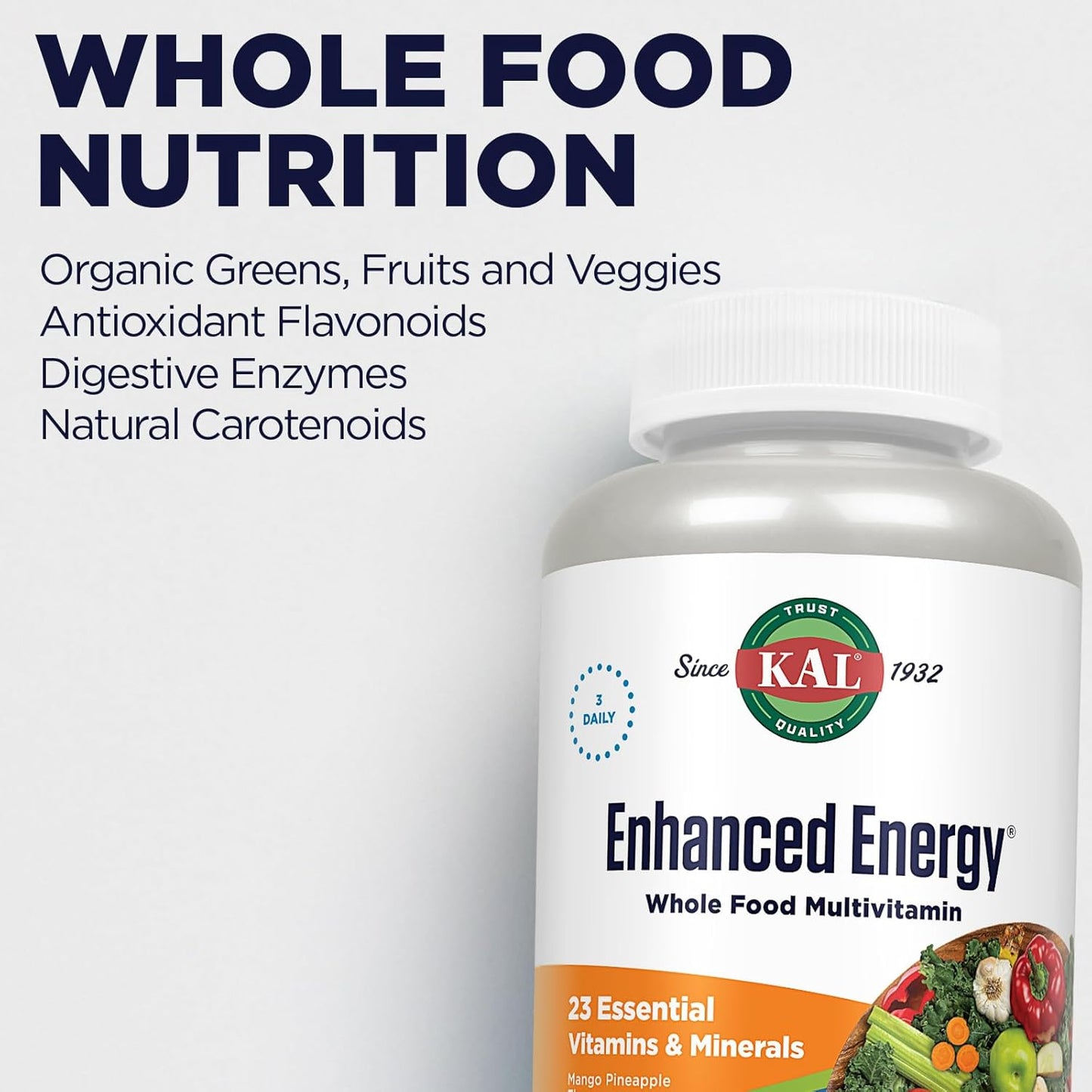 Iron-Rich Whole Food Chewable Multivitamin with 23 Essential Nutrients & Super Foods - Mango Pineapple Flavor, 60-Day Guarantee - 60ct.