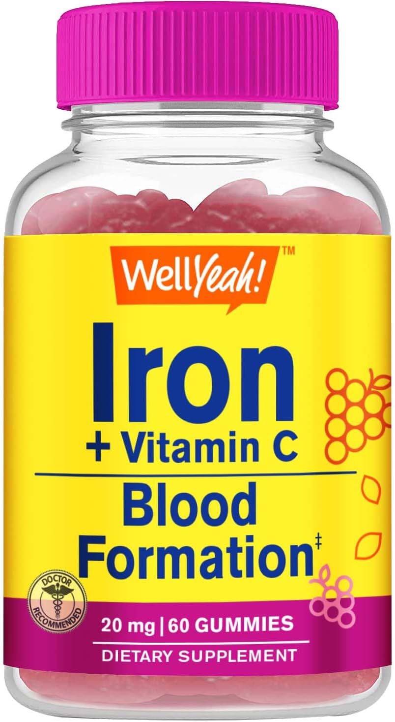 Iron, Vitamin C, and Magnesium Citrate Gummy Bundle - Gluten Free Chewable Supplement with Great Taste - GMO Free - 250mg