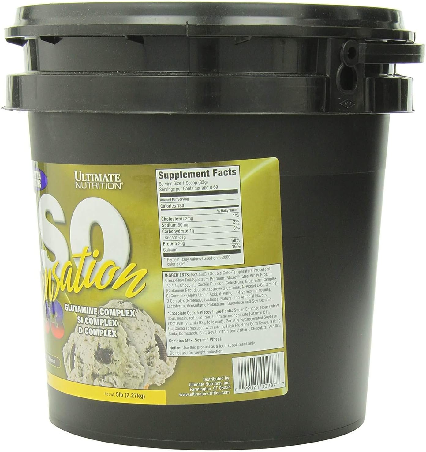 ISO Sensation 93 Whey Protein Isolate Powder with Glutamine & Colostrum - Cookies N Cream, 5lbs - Enhanced Recovery & Immunity Support