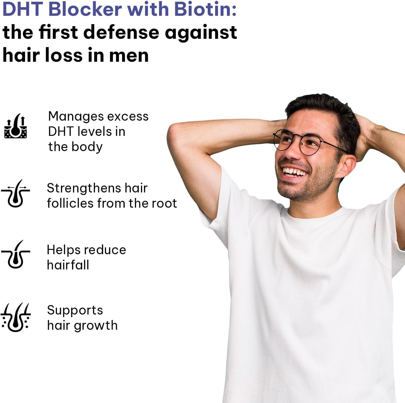 Itals DHT Blocker with Biotin and Stinging Nettle (60 Tablets) for Hair Fall Reduction and Growth Stimulation