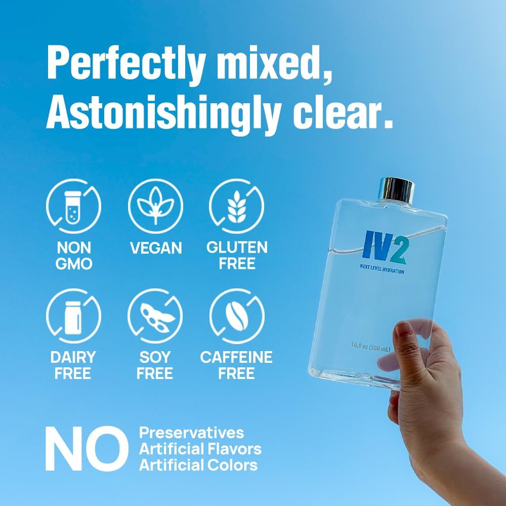 IV2-Zero Sugar Amino Acid Hydration Powder - Electrolyte Drink Mix with Essential Vitamins - Vegan, Non-GMO, Gluten-Free - Next Level Hydration (10 Pack)