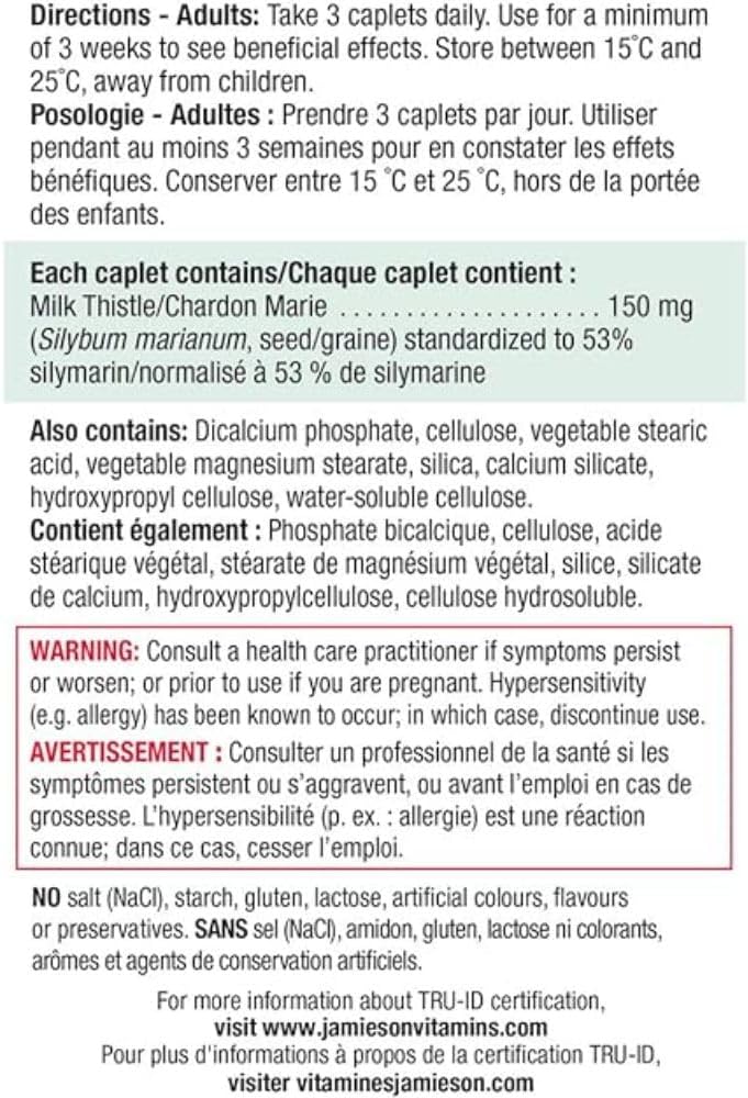 Jamieson Milk Thistle Supplement for Liver Health - Extra Strength Formula