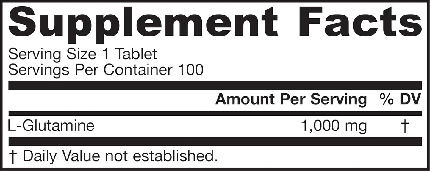 Jarrow Formulas L-Glutamine Tablets 1000mg - Supports Muscle & Immune Health - 100 Count