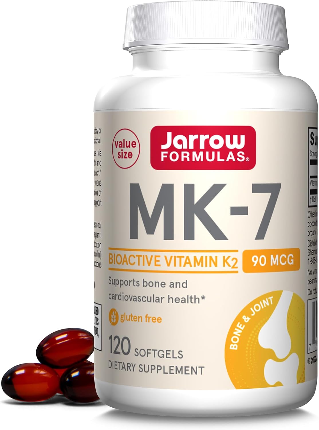 Jarrow Formulas MK7 90 mcg for Bone Health + Extra Strength Methyl B-12 & Folate 400 mcg + P-5-P, 120 Softgels.