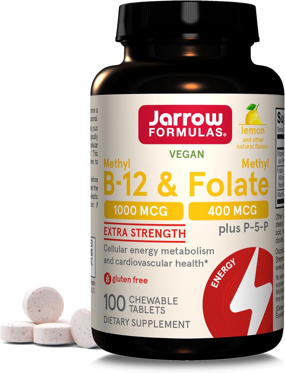 Jarrow Formulas MK7 90 mcg for Bone Health + Extra Strength Methyl B-12 & Folate 400 mcg + P-5-P, 120 Softgels.