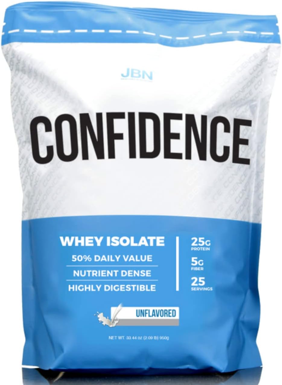 JBN Whey Protein Isolate Powder (Unflavored, 25 Servings) - Boost Confidence Naturally