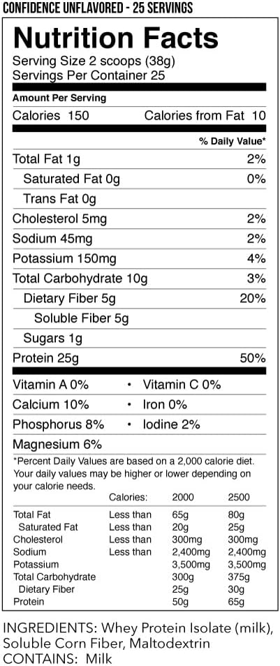 JBN Whey Protein Isolate Powder (Unflavored, 25 Servings) - Boost Confidence Naturally