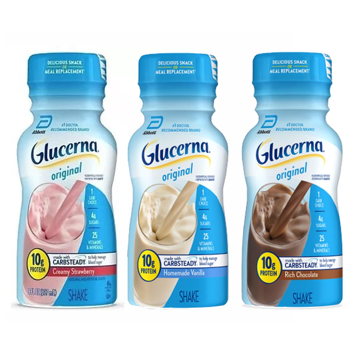 JÁCLER Variety Pack Shake - Rich Chocolate, Homemade Vanilla, Creamy Strawberry Flavors (24 Pack)