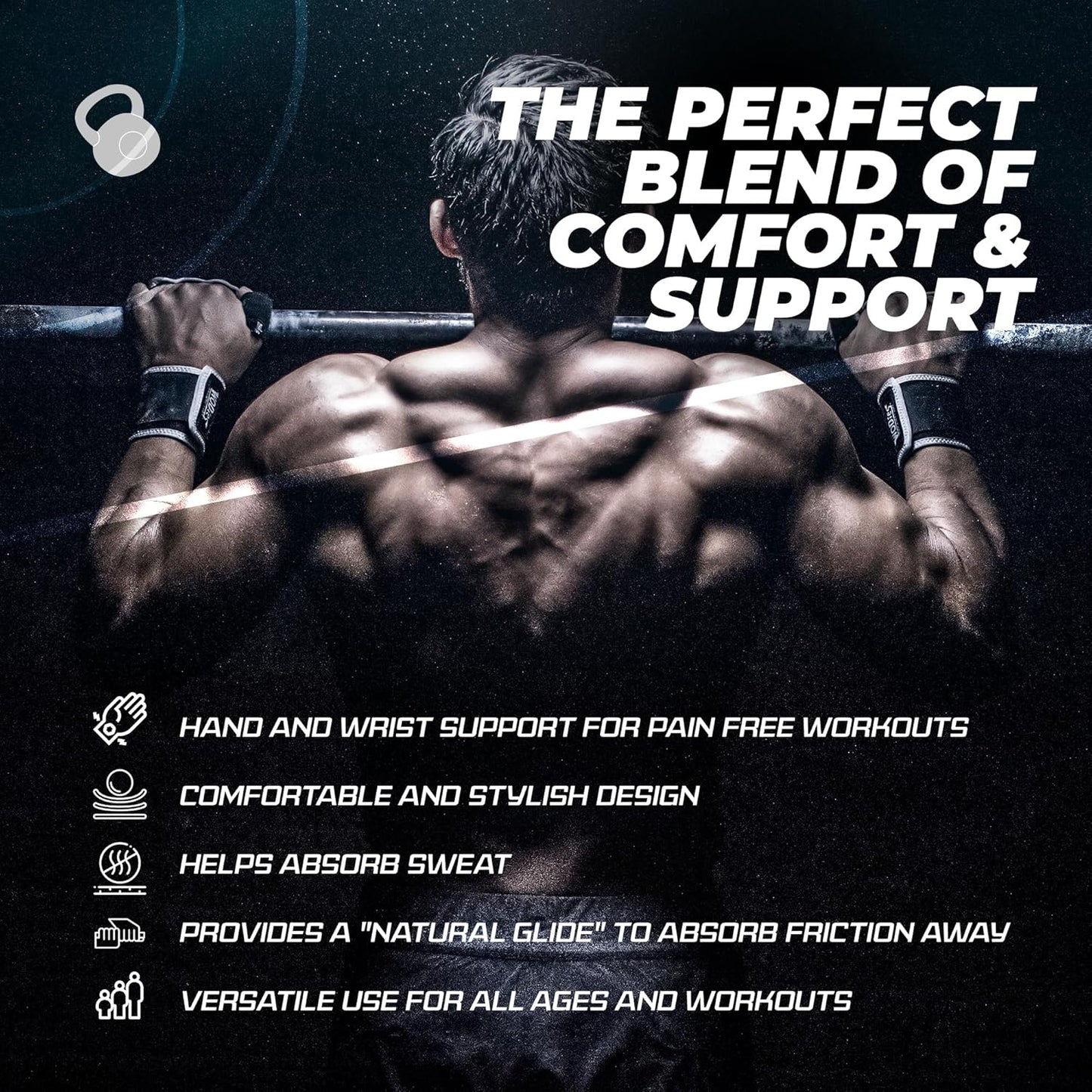 JerkFit WODies 3 Hole Gymnastics Grips with Wrist Support - Latex Free Elastic Crossfit Grips for Weightlifting and Cross Training - Hand Grips for Men and Women with Palm Protection