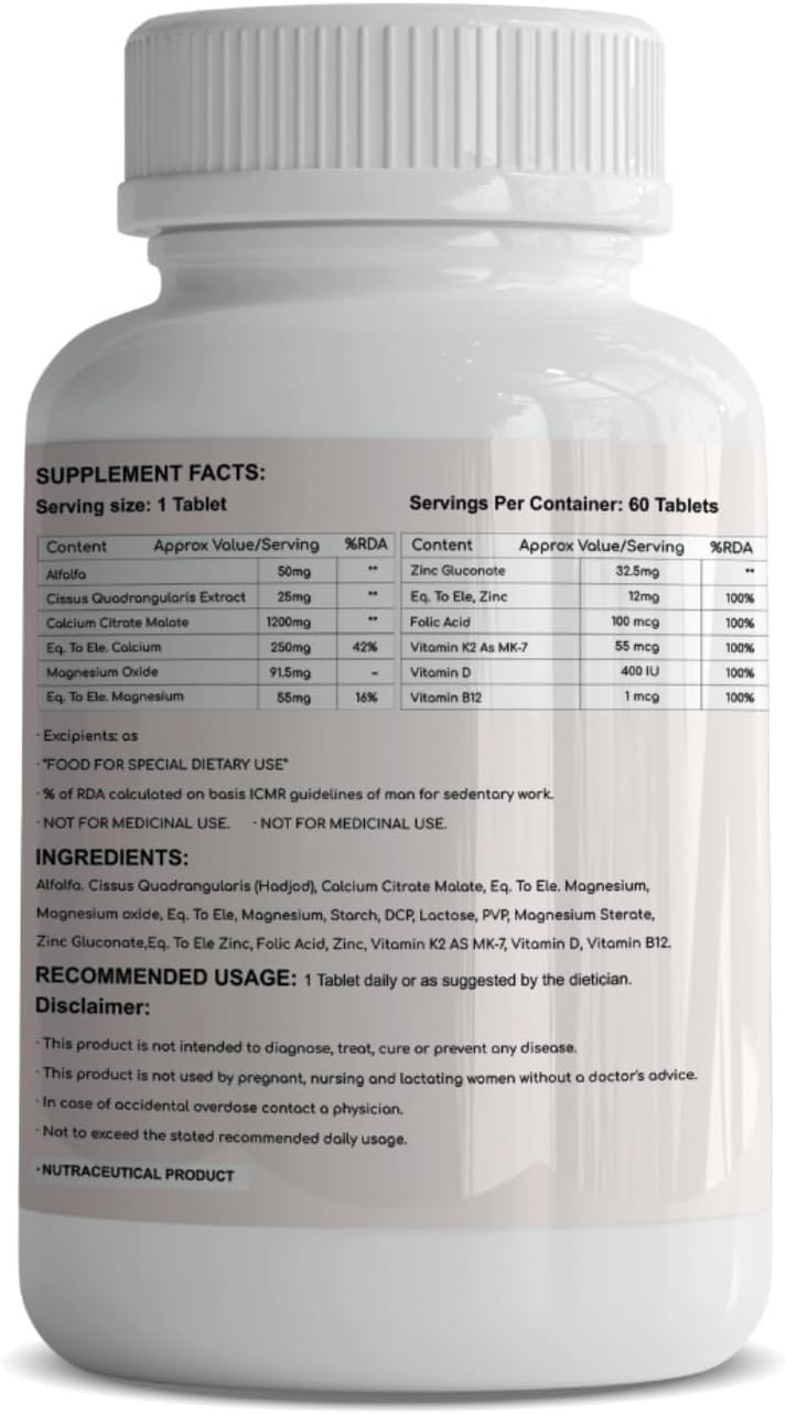 Joint Health Support Tablets | Bone & Teeth Strengthening Formula | Fracture Recovery Aid | 60 Vegetarian Tablets