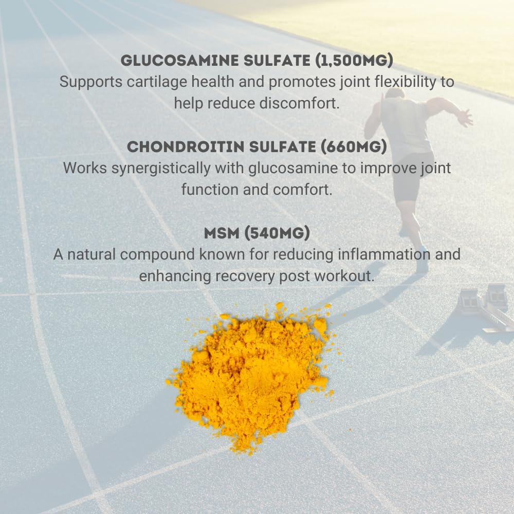 Joint Support and Electrolyte Powder for Runners - Sugar-Free Post-Run Recovery with Glucosamine, Chondroitin, MSM, and Turmeric - Mango Flavor - 30 Servings