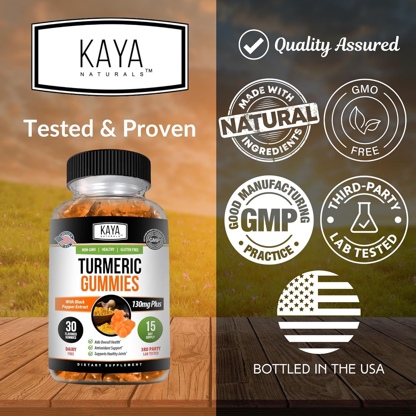 Joint Support Turmeric Gummies - 30 Count with Ginger and Black Pepper Extract for Enhanced Absorption | Pure Turmeric Curcumin Gummy Supplement by Kaya Naturals