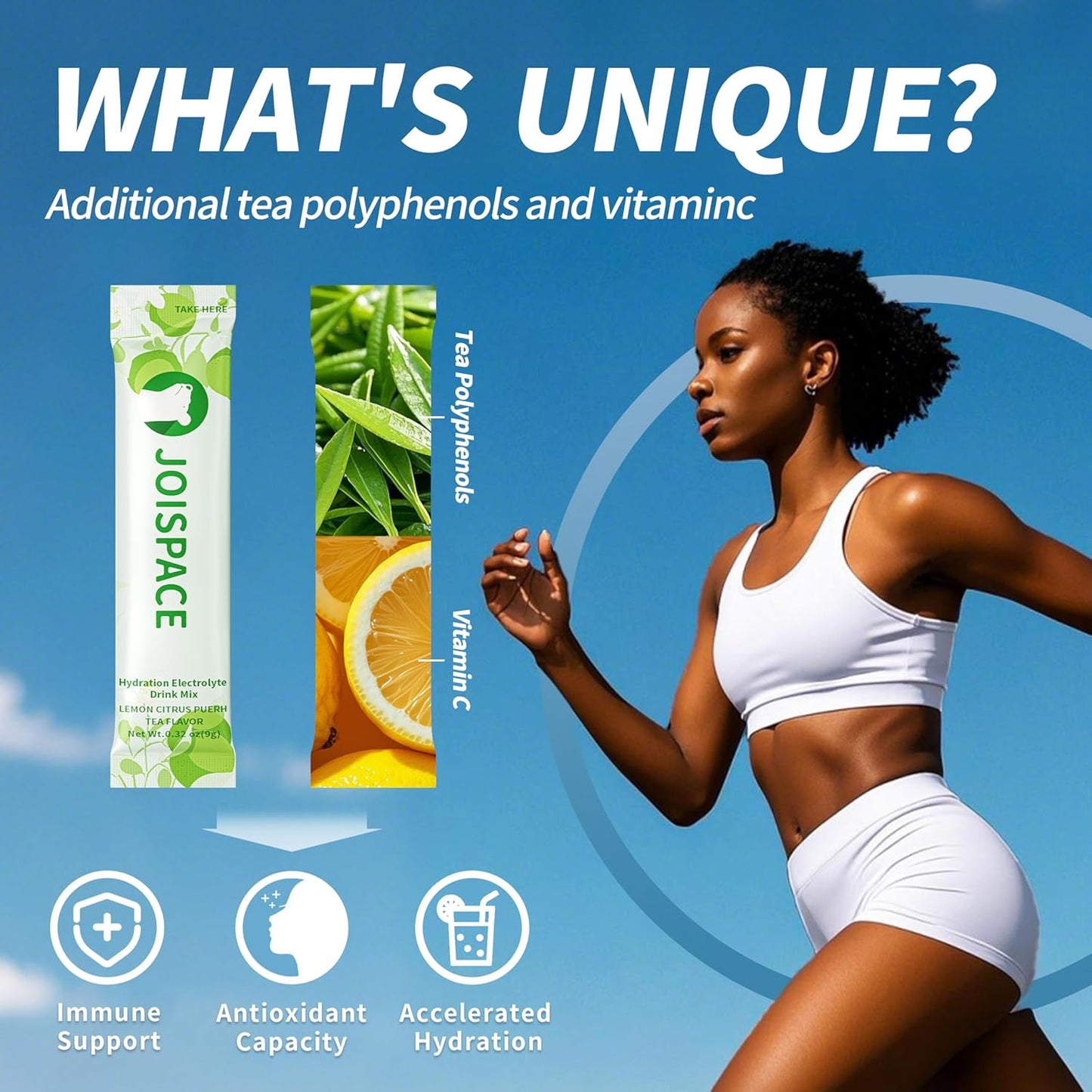 JOISPACE Lemon Tea & Pomelo Tea Electrolyte Drink Mix | Fast Hydration & Electrolytes Boost | Non-GMO, Vegan, Gluten-Free | 32 Servings