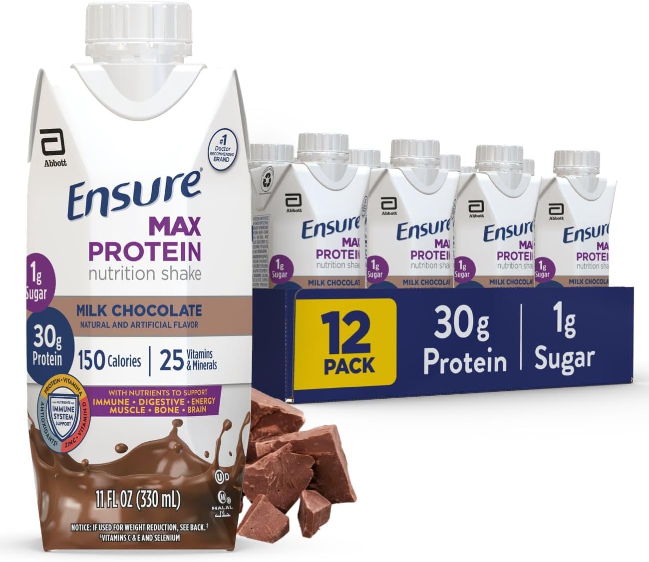 Juven Therapeutic Nutrition Drink Mix Powder with Collagen & Ensure Max Protein Shake, 30g Protein, 1g Sugar, 4g Fiber - Wound Healing Support