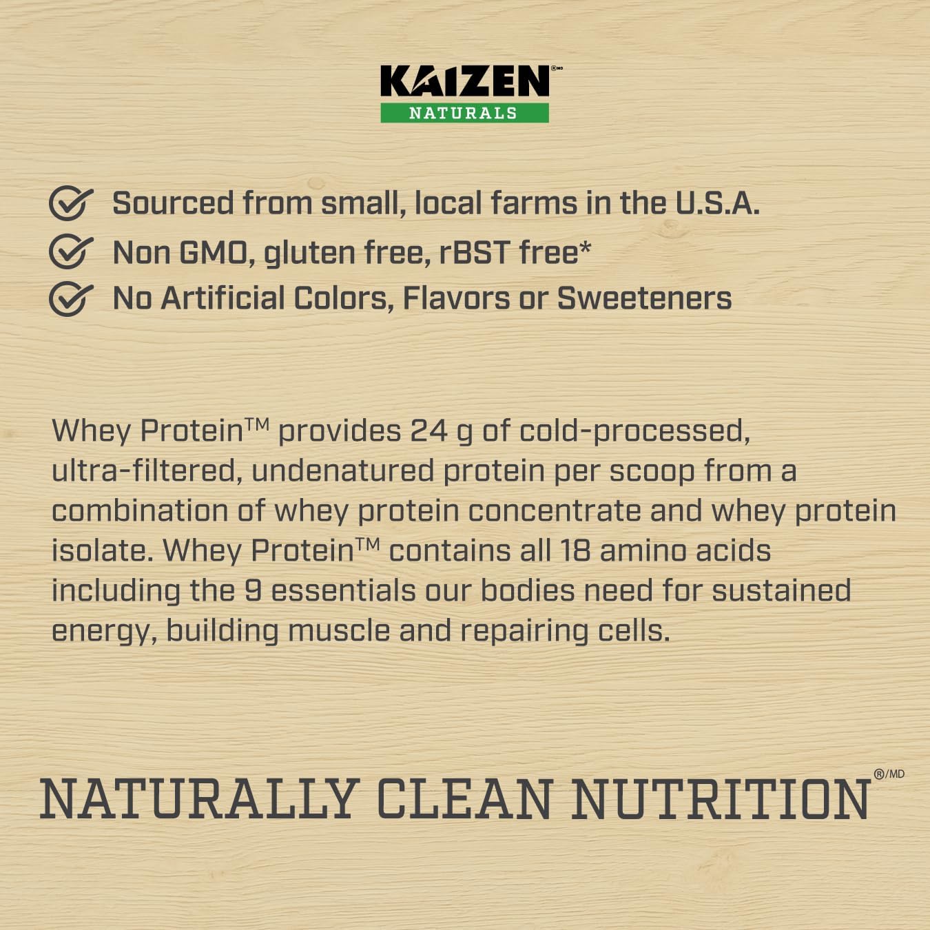Kaizen Naturals Grass-Fed Whey Protein Powder - Lactose & Gluten-Free with BCAAs and EAAs - Locally Sourced, Non-GMO - 21 Servings, 1.5lb