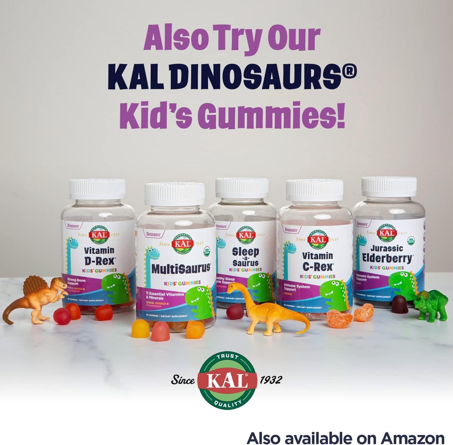 KAL Vitamin D-Rex Kids Melts, Watermelon Flavor, 15 mcg Vitamin D, Immune & Bone Health, 120 Servings