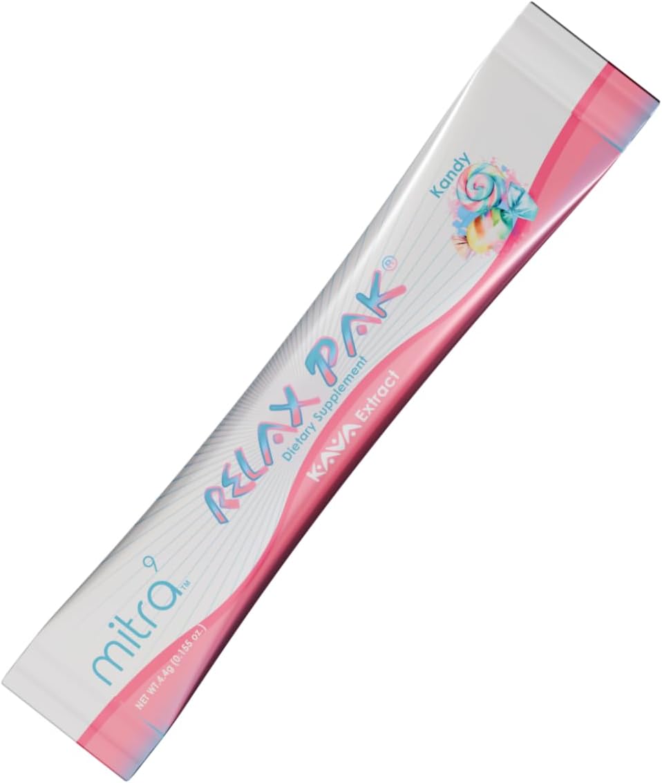 Kandy Kava Extract Powder Packets - Mitra9 RelaxPak for Natural Calm & Clarity | Mood Enhancer | Plant-Based | Single-Serving Stick (20)