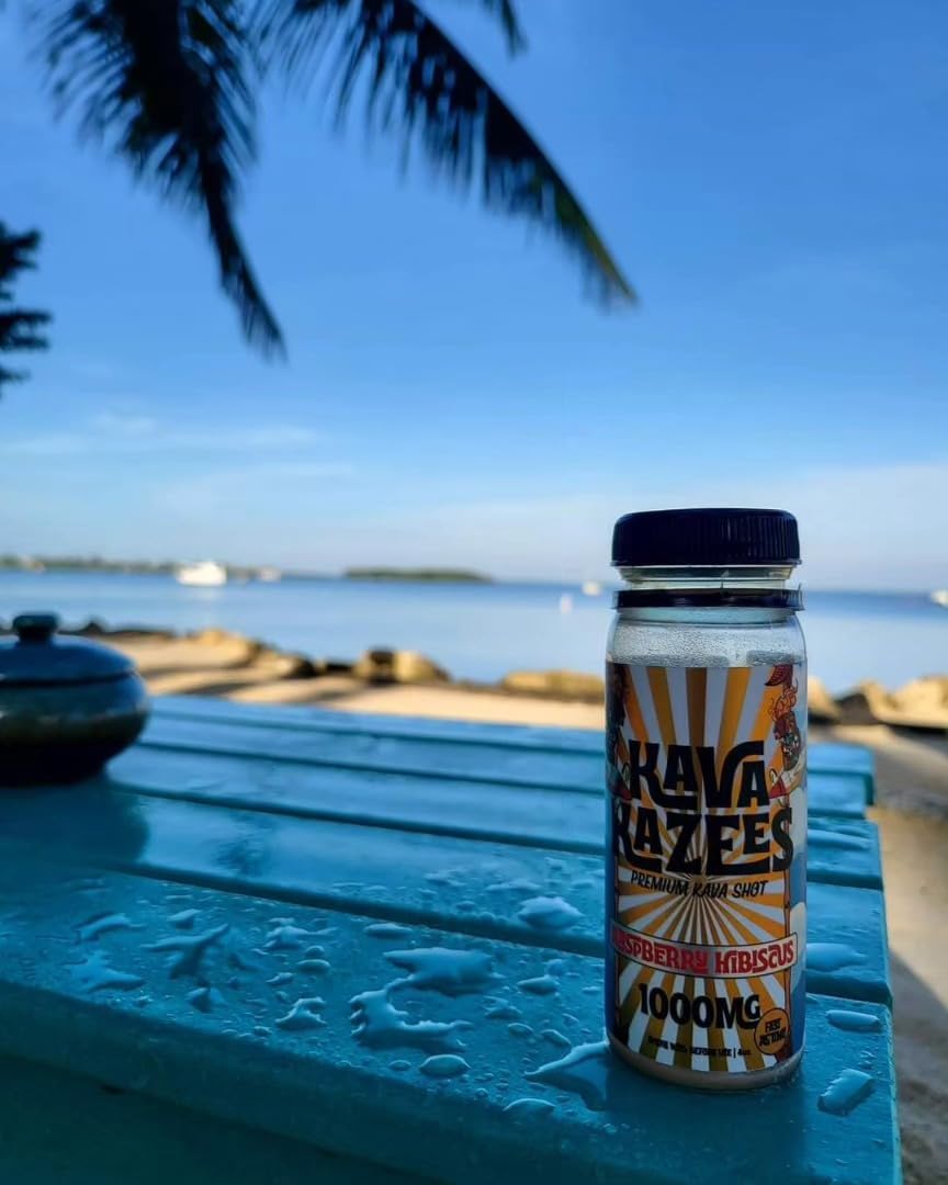 KavaKazees Raspberry Karisvas Premium Kava Shot - 12 Count Box, 1000mg, 4oz Bottle