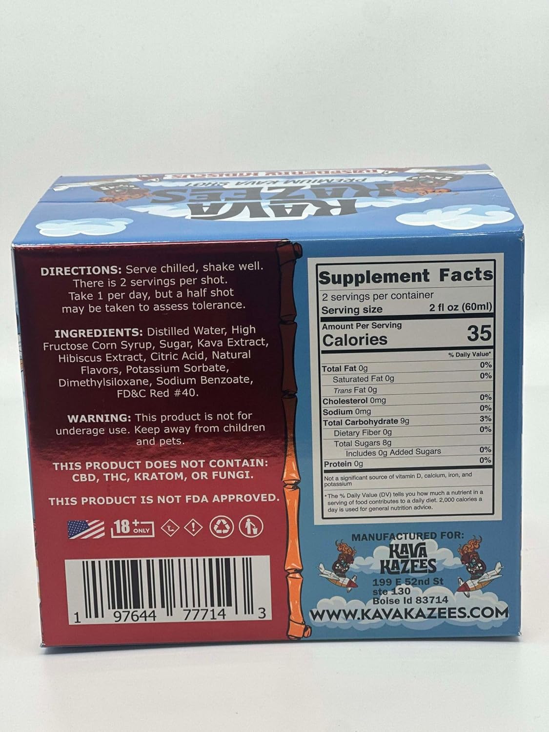 KavaKazees Raspberry Karisvas Premium Kava Shot - 12 Count Box, 1000mg, 4oz Bottle