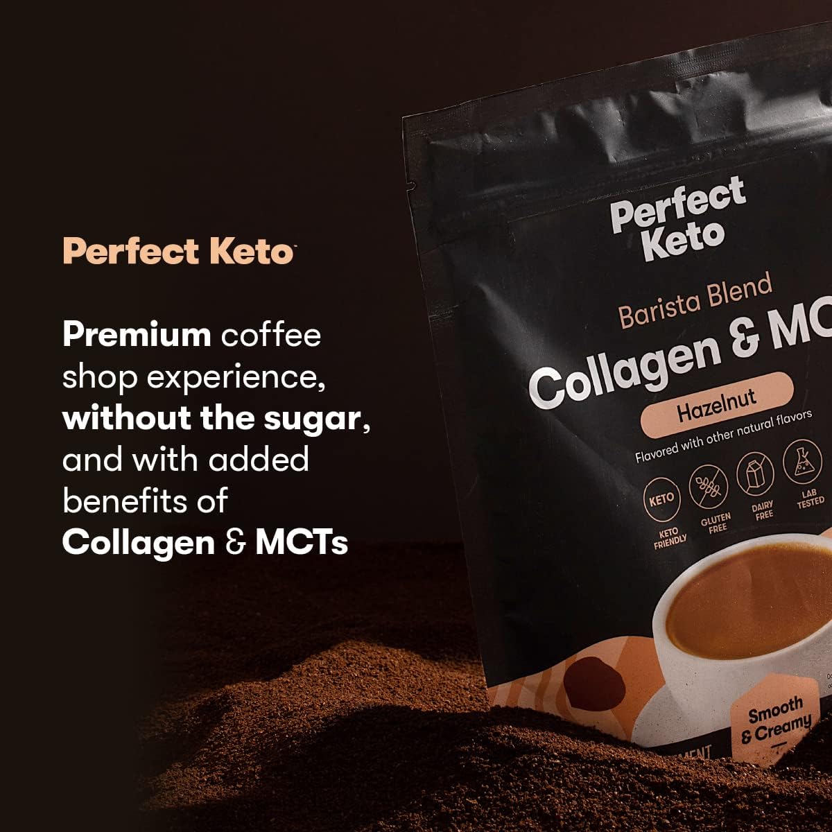 Keto Barista Blend Collagen Coffee Creamer Powder with MCT Oil - Dairy Free, Low Sugar, Grass Fed - Energy & Skin, Hair, Nail Support - Hazelnut Flavor