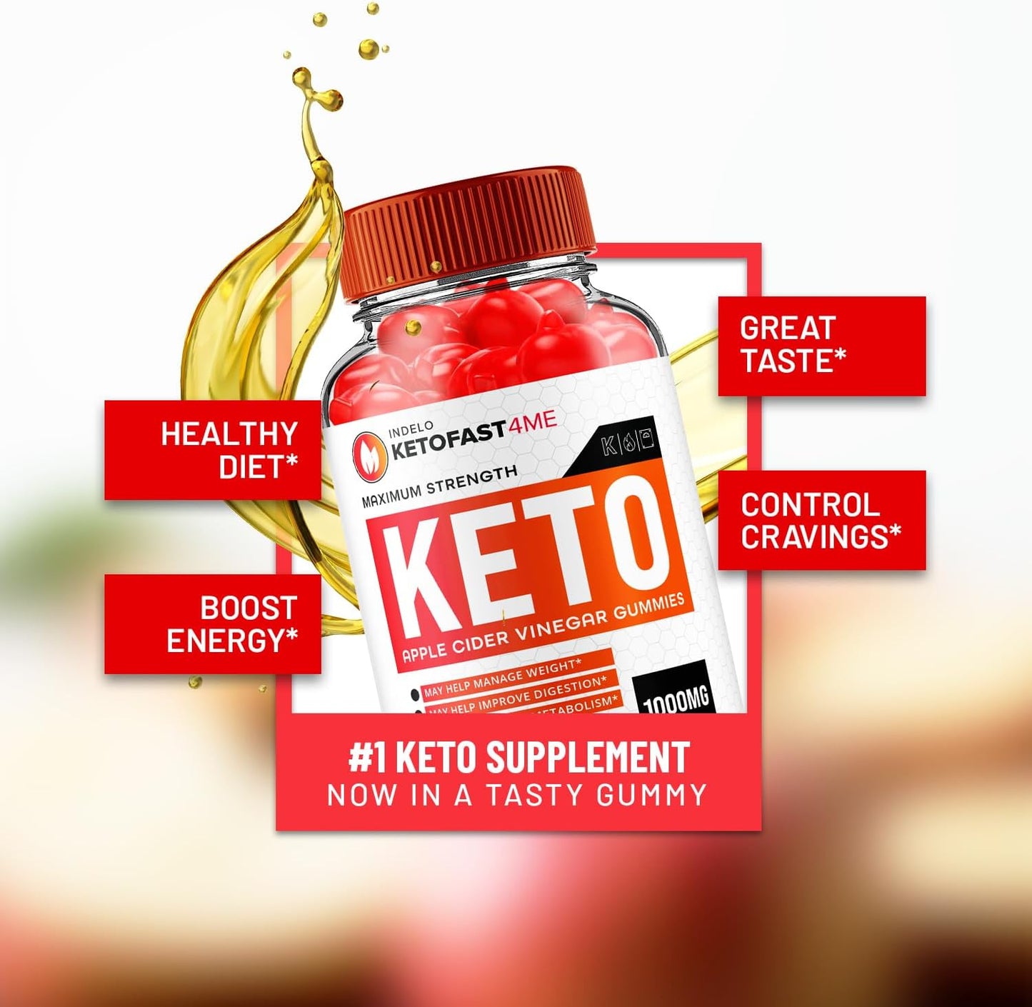 KetoFast4Me ACV Gummies (5 Pack) - Advanced Apple Cider Vinegar for Weight Management with Vitamin B12 - 1000mg (300 Gummies)