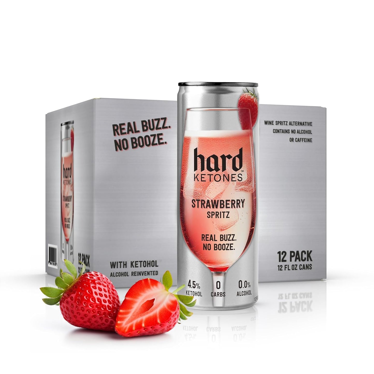 Ketohol Strawberry Spritz 12 Pack - Alcohol Alternative with 15g Ketones (4.5%) - 12 Oz Cans