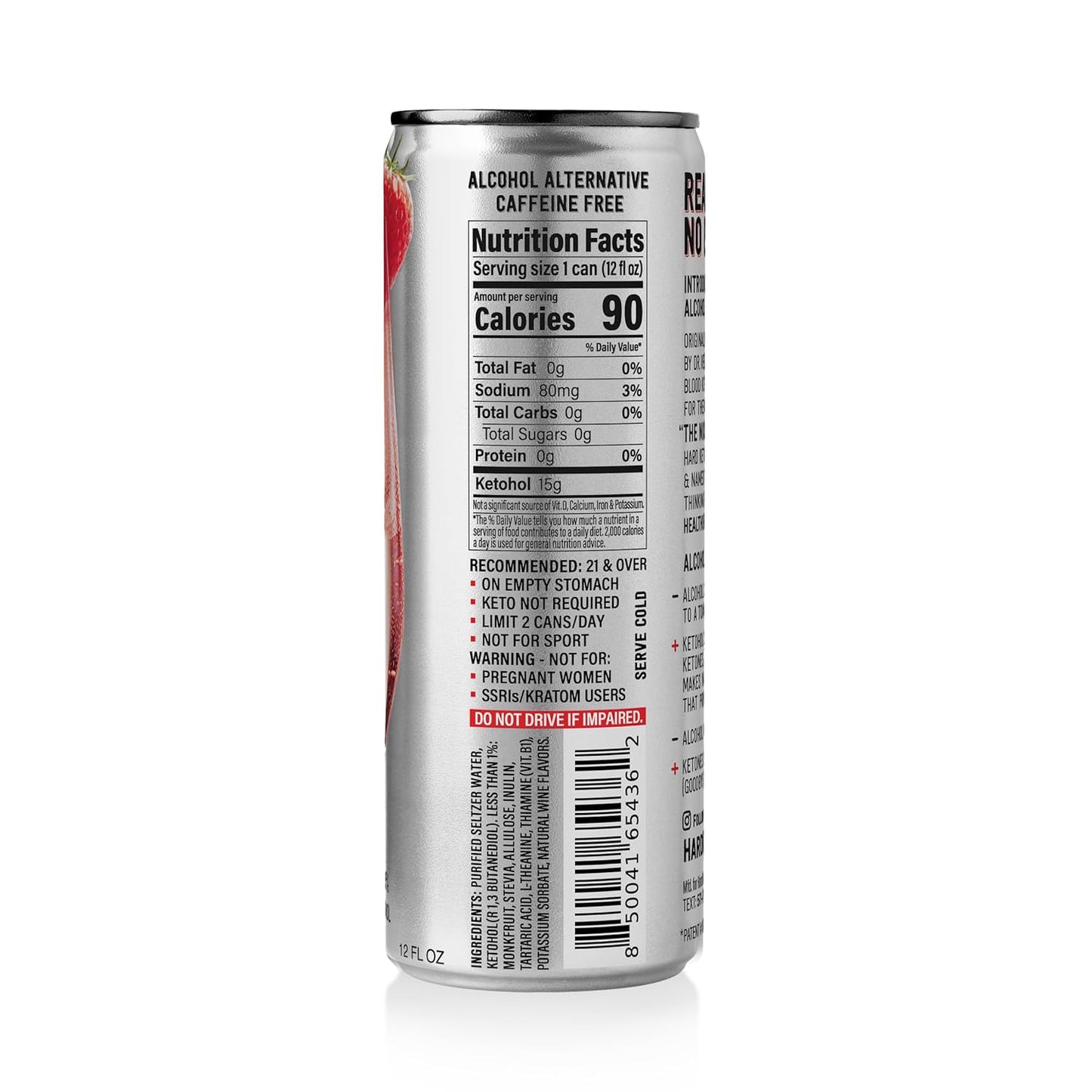 Ketohol Strawberry Spritz 12 Pack - Alcohol Alternative with 15g Ketones (4.5%) - 12 Oz Cans