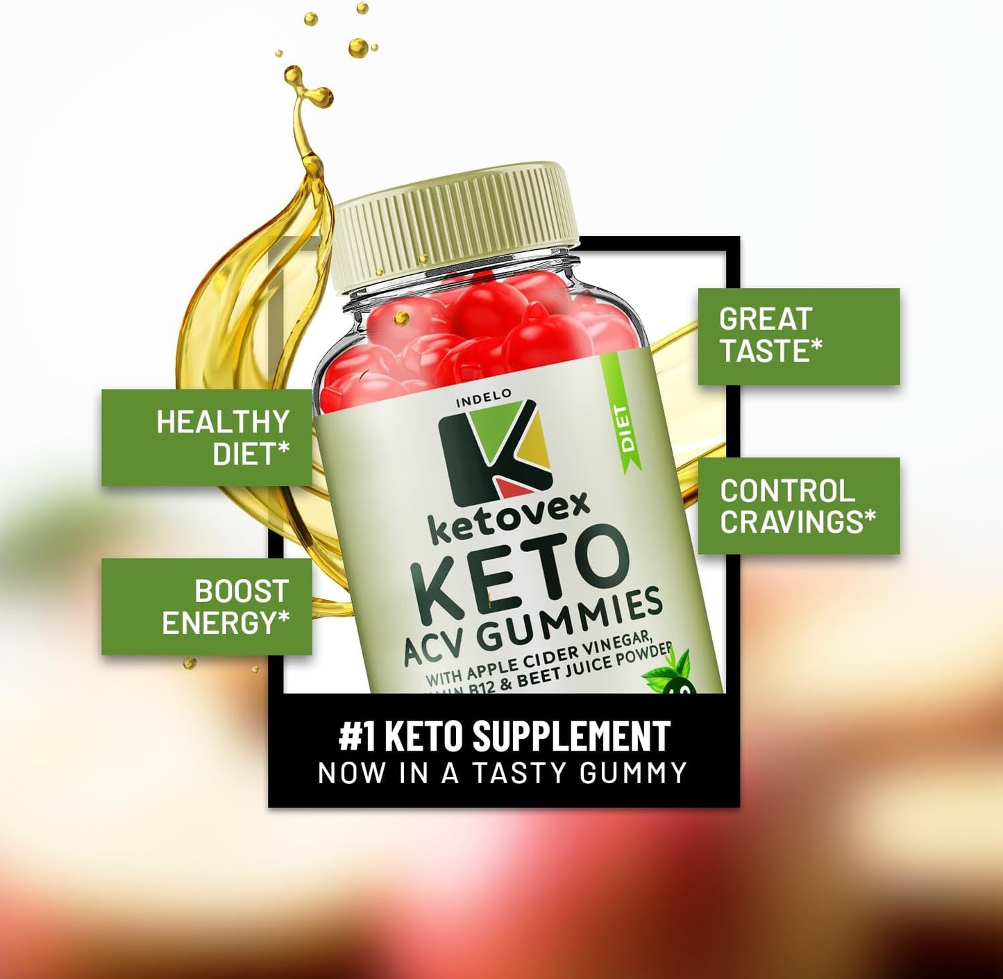 Ketovex Keto BHB Gummies with ACV for Weight Management - 60 Gummies