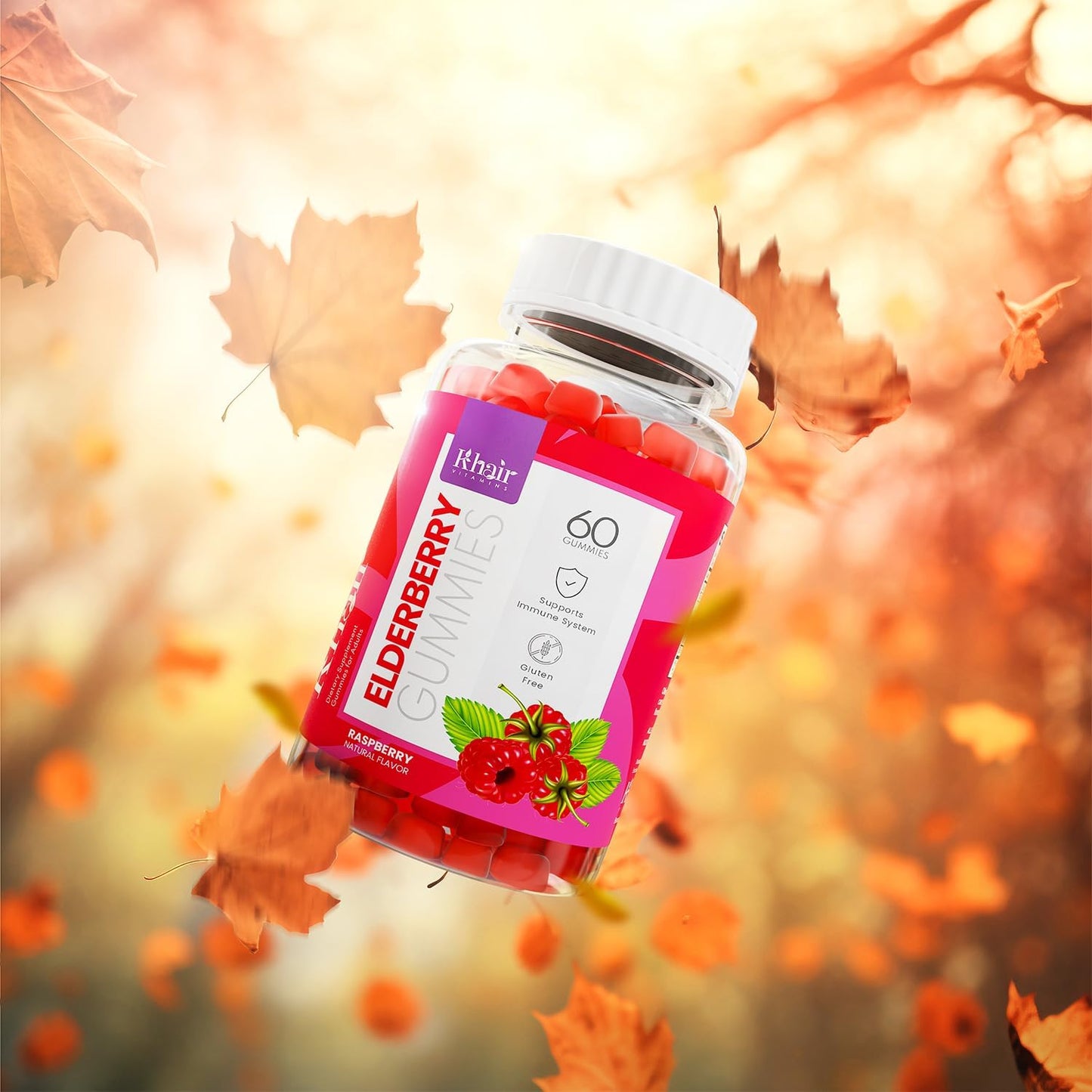 Khair Halal Elderberry Gummies - Immunity Boosting Antioxidant Supplement - Non GMO, Vegetarian, Gluten Free - 60 Gummies