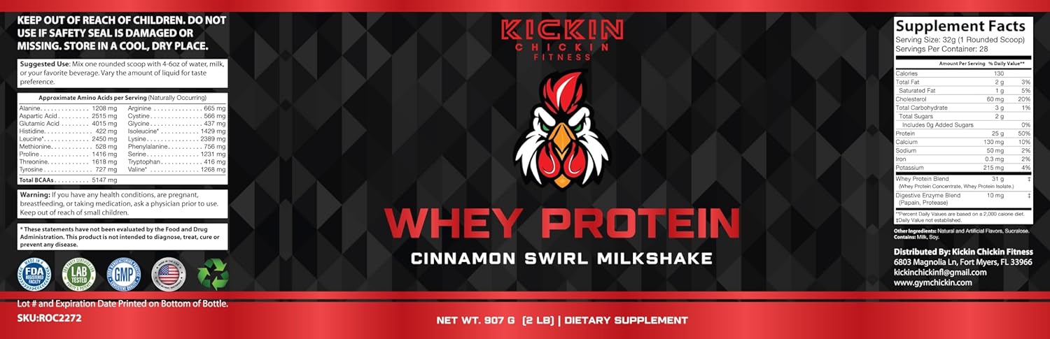 Kickin Chickin Cinnamon Swirl Milkshake Whey Protein for Fitness
