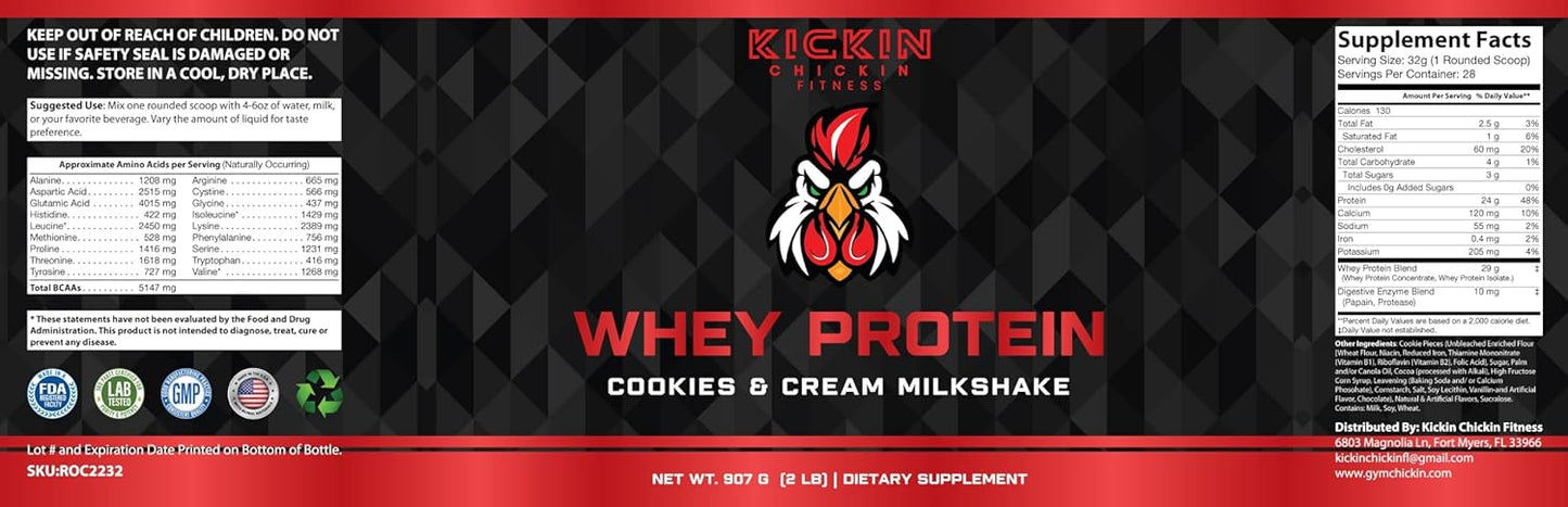 Kickin Chickin Whey Protein Cookies & Cream Milkshake - 1oz Pack