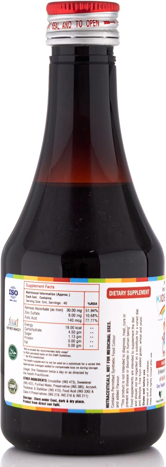 Kid-Friendly Iron Syrup with Zinc and Folic Acid for Optimal Health - 200 ML