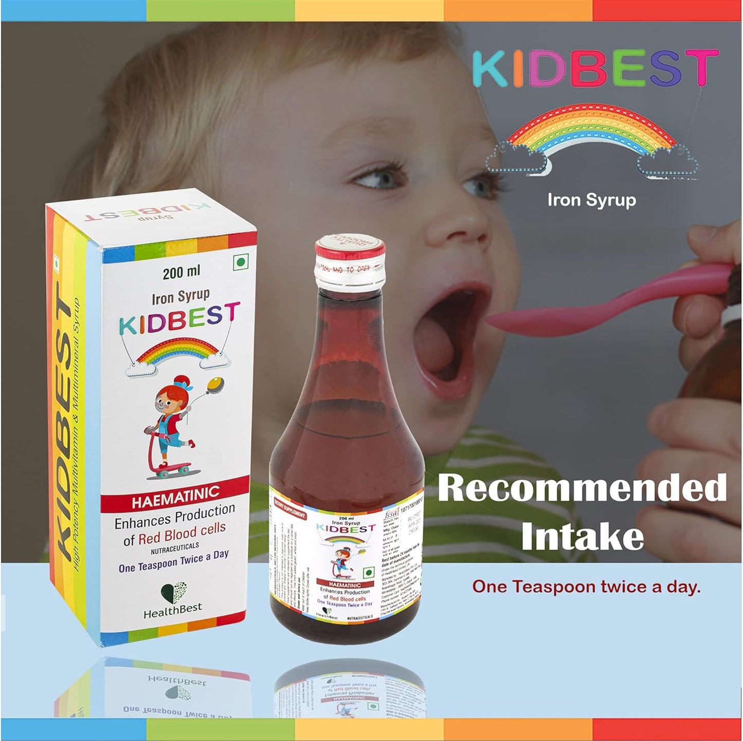 Kid-Friendly Iron Syrup with Zinc and Folic Acid for Optimal Health - 200 ML