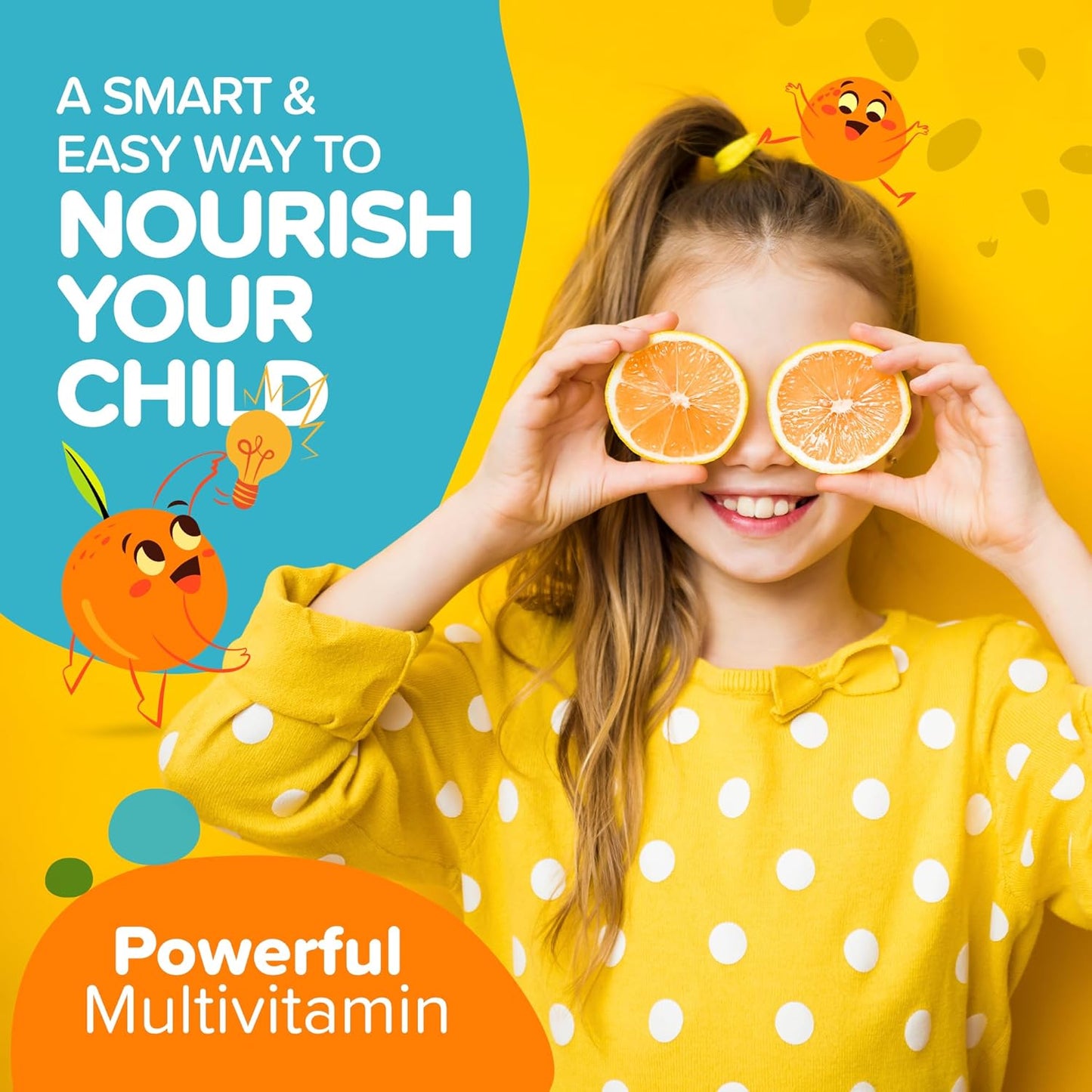 Kids Multivitamin Powder with 13 Vitamins & 6 Minerals - Low Glycemic Index, Orange Flavor - 10.4oz