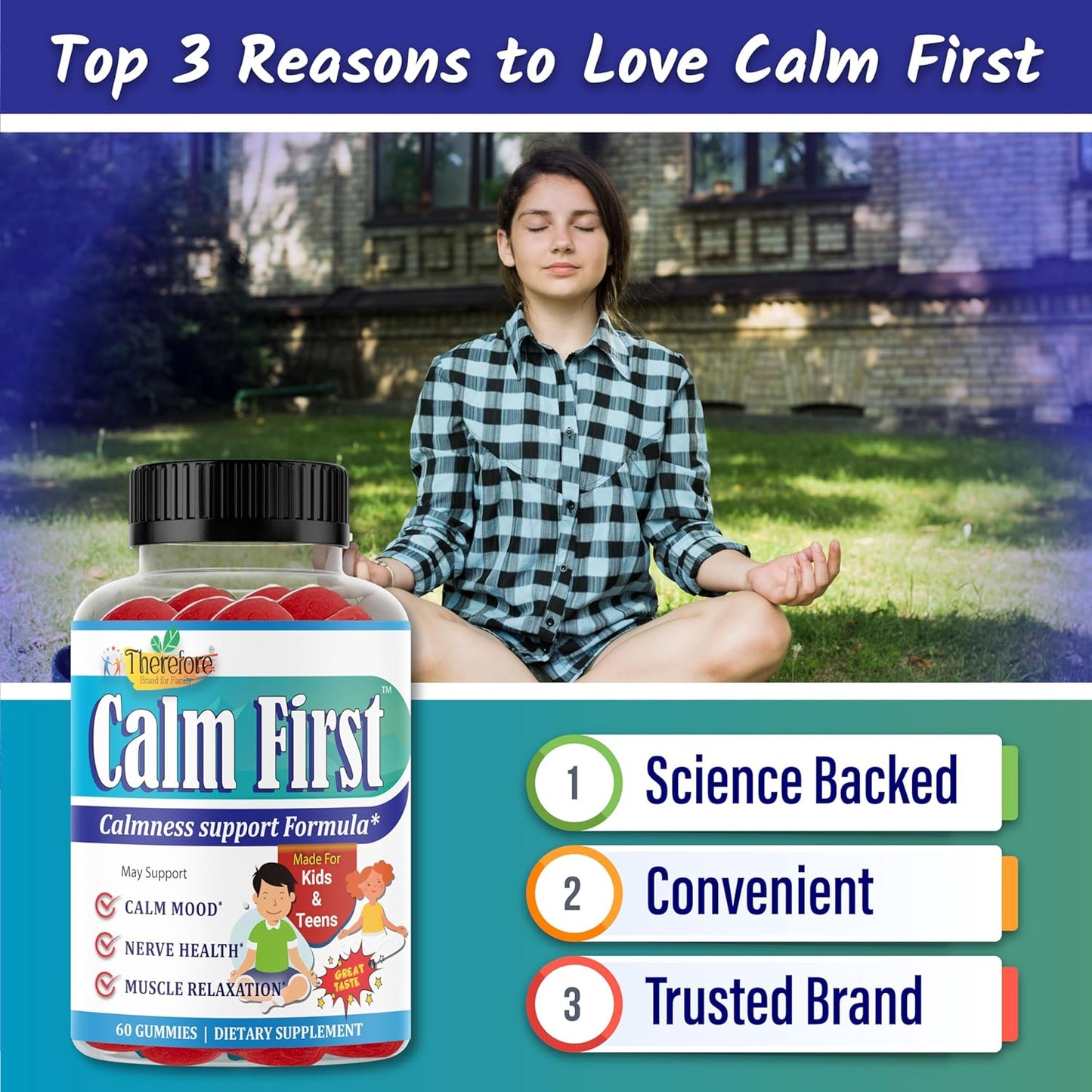Kids & Teens Magnesium Citrate Gummy Supplement - Supports Bone Health & Calm Mind, Anti-Stress, Calming Sleep, Gluten Free, Low Sugar - 60-Day Supply