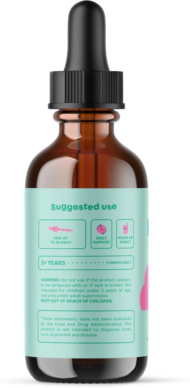 Kids Vitamin D Drops with Zinc and Elderberry for Growth, Bone Health, and Immune Support - Daily B Vitamin Complex