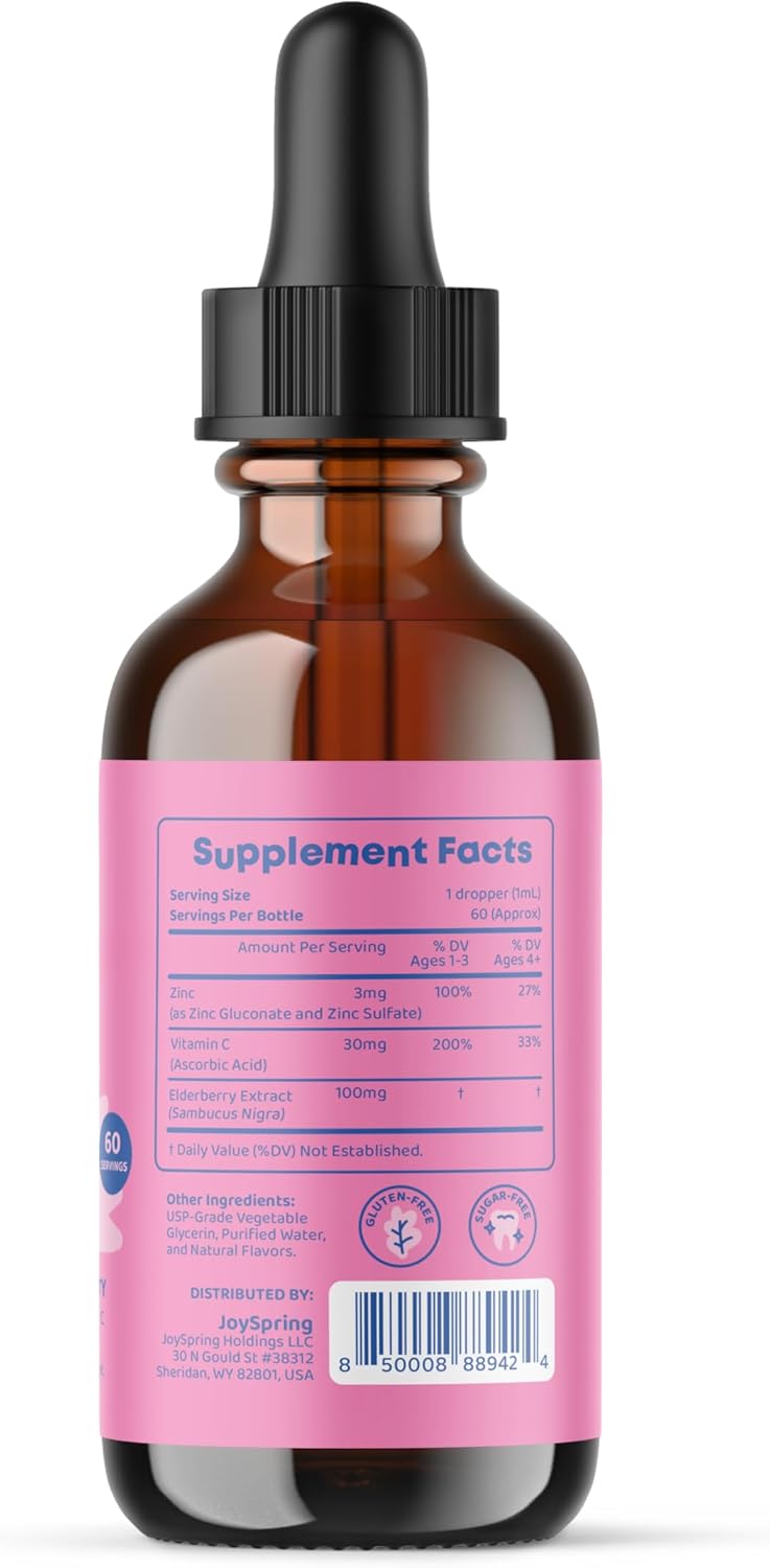 Kids Vitamin D Drops with Zinc and Elderberry for Growth, Bone Health, and Immune Support - Daily B Vitamin Complex