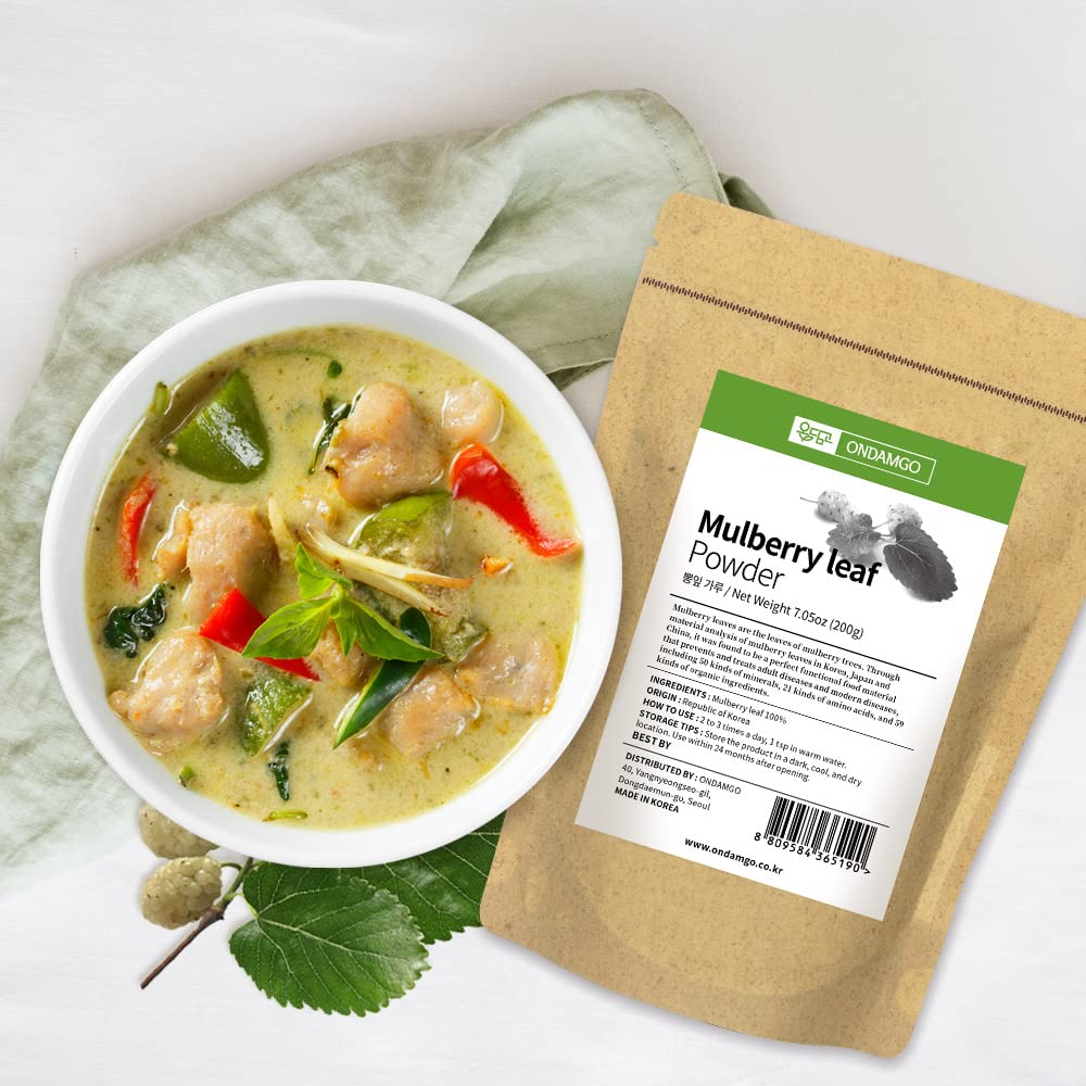 Korean Mulberry Leaf Powder 200g - Herb Superfood Supplement for Smoothies & Drinks - Vegan Friendly & Natural Fibers - 7.05 Fl Oz