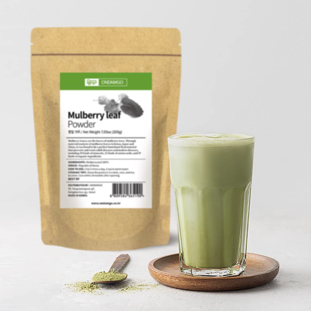 Korean Mulberry Leaf Powder 200g - Herb Superfood Supplement for Smoothies & Drinks - Vegan Friendly & Natural Fibers - 7.05 Fl Oz