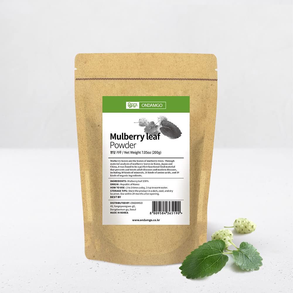 Korean Mulberry Leaf Powder 200g - Herb Superfood Supplement for Smoothies & Drinks - Vegan Friendly & Natural Fibers - 7.05 Fl Oz