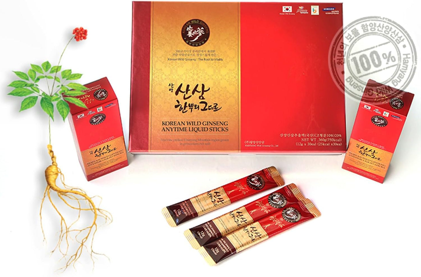 Korean Wild Ginseng Sticks - Hamyang Ginseng Liquid Supplement (30 Sticks, 2-Month Supply)