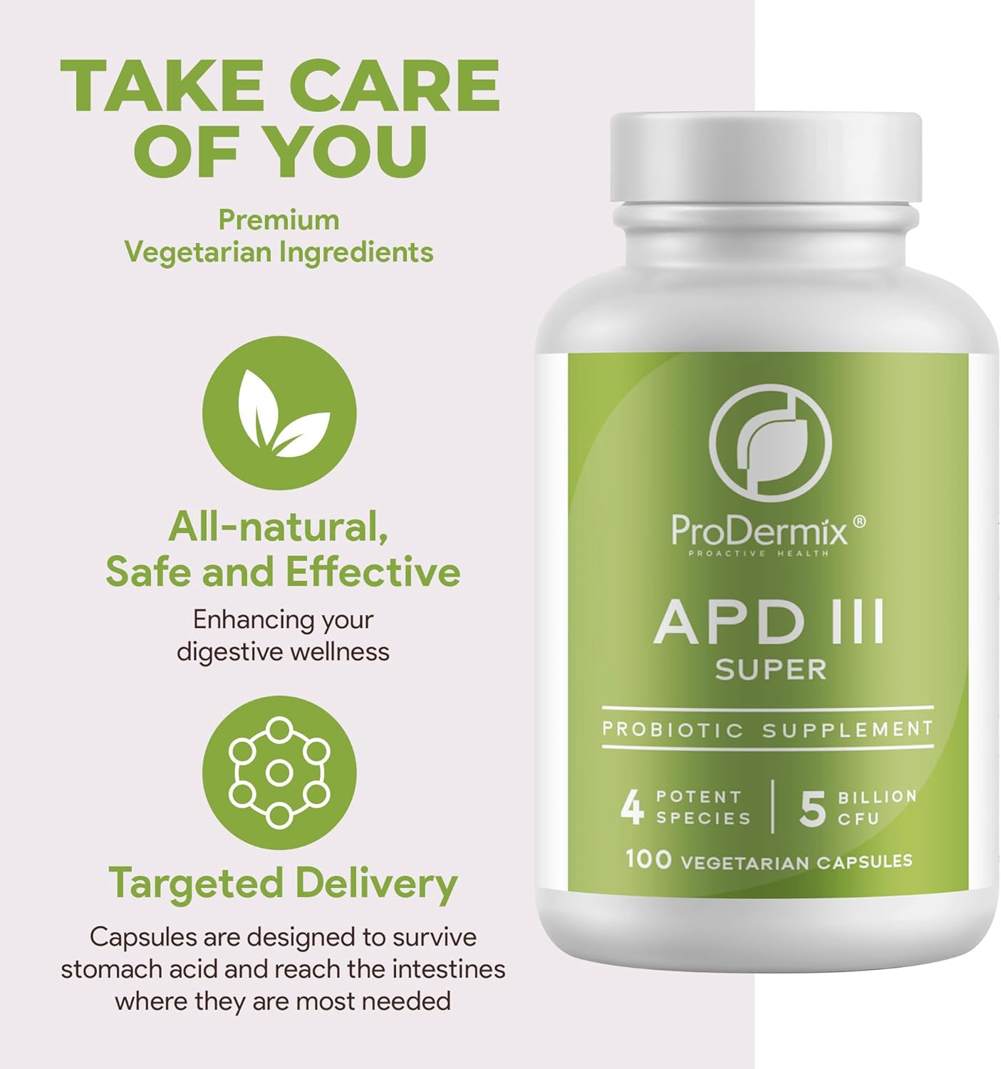 Kosher Probiotic Supplement for Digestive Health, 5 Billion CFUs, 100 Vegetarian Capsules - Supports Constipation, Diarrhea, Gas & Bloating