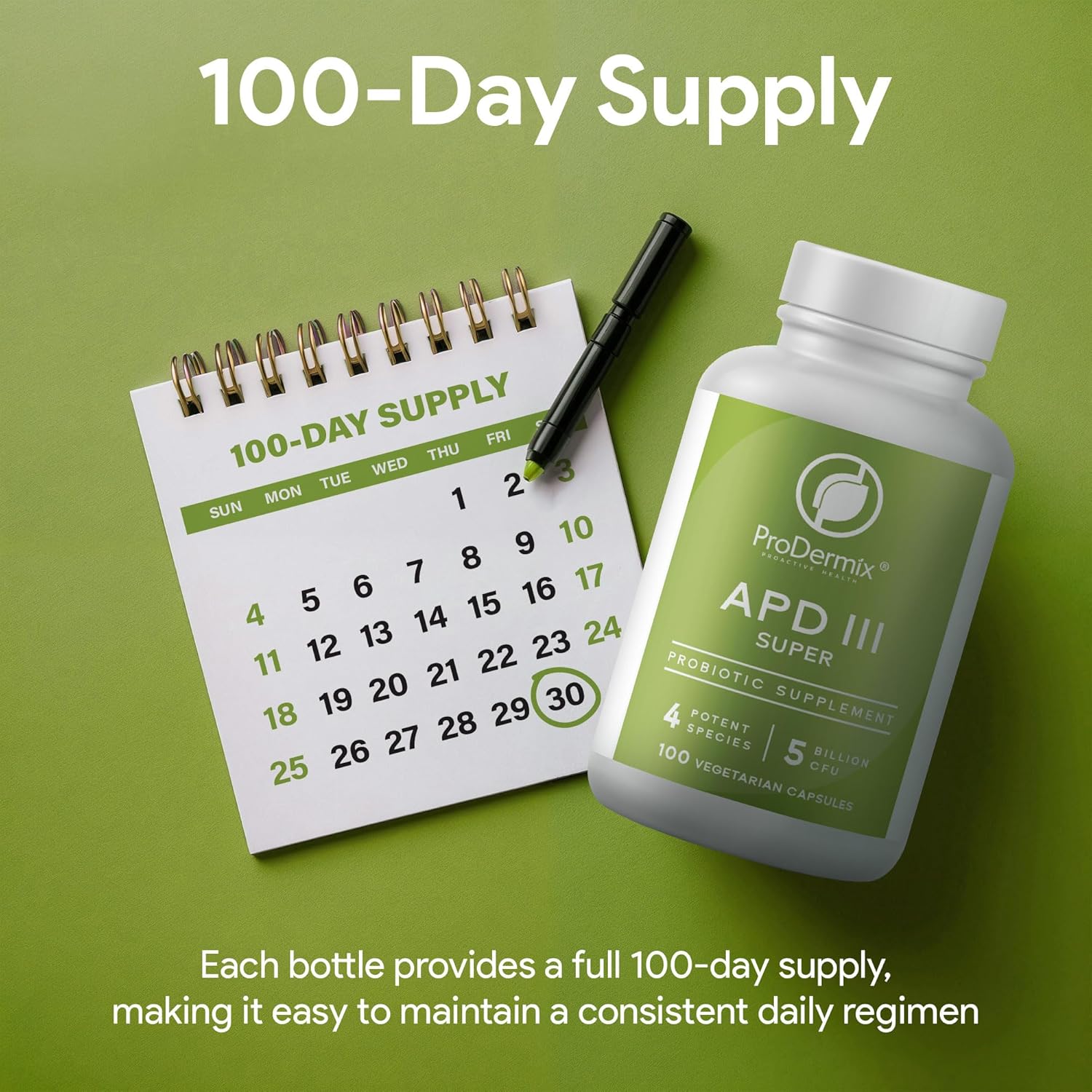 Kosher Probiotic Supplement for Digestive Health, 5 Billion CFUs, 100 Vegetarian Capsules - Supports Constipation, Diarrhea, Gas & Bloating