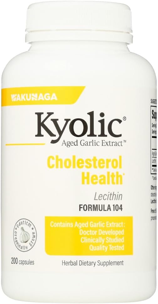 Kyolic #104 Garlic Extract with Lecithin 200 Capsules - Immune Support and Heart Health