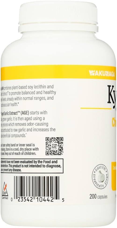 Kyolic #104 Garlic Extract with Lecithin 200 Capsules - Immune Support and Heart Health
