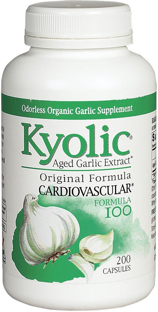 Kyolic Aged Garlic Extract #100, Yeast-Free, 200 Capsules - High-Quality Supplement