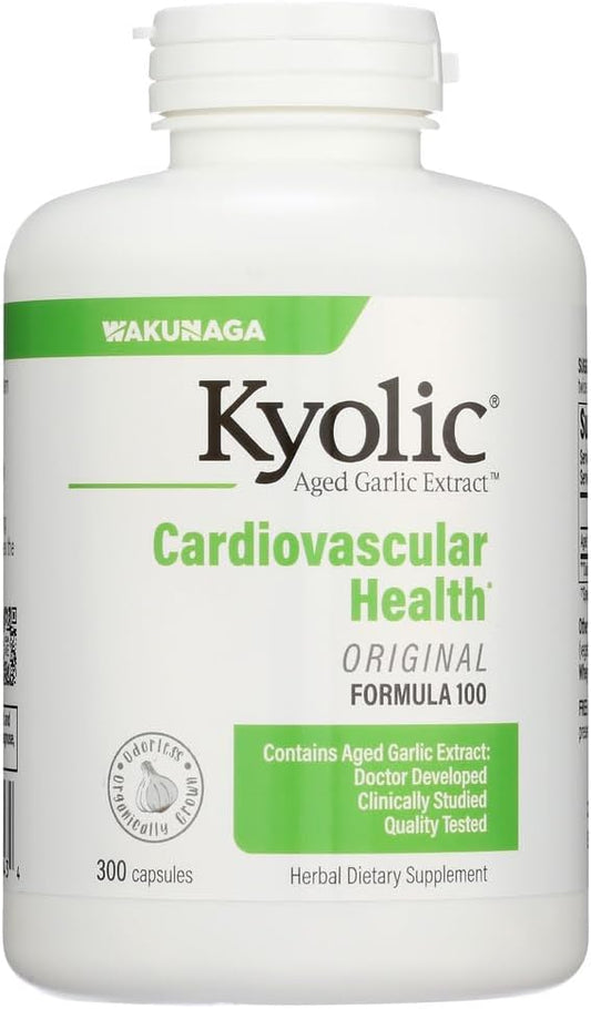Kyolic Aged Garlic Extract Cardiovascular Formula 100 - High Potency 600mg - 300 Capsules by Wakunaga/Kyolic