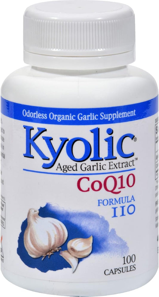 Kyolic Aged Garlic Extract CoQ10 Formula 110-100 Capsules - Twin Pack for Heart Health & Immune Support