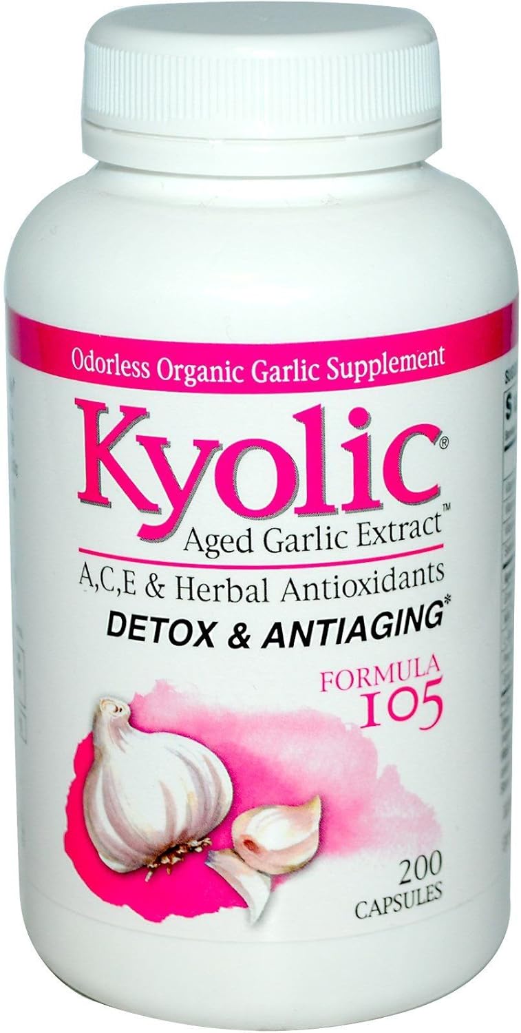 Kyolic Aged Garlic Extract Detox and Anti-Aging Formula 105 - 200 Capsules: Boost Your Health and Vitality